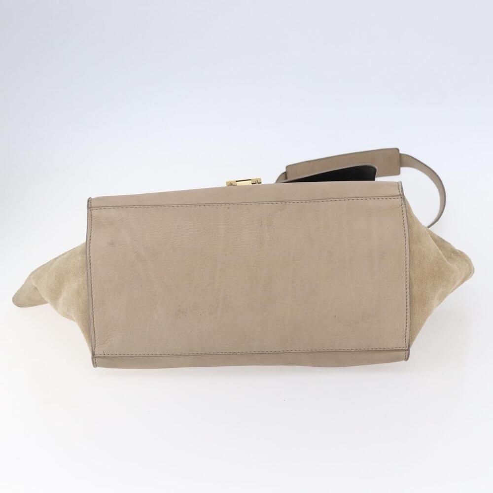 CELINE Trapeze Hand Bag Leather 2way Beige Gold Auth bs30311 - Picture 5 of 16